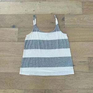 Splendid striped tank top medium grey white